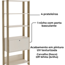 Ver imagem 5 de Estante Livreiro 1 Porta 166x63 Cm Carvalho Off White Arly