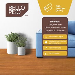 Piso Vinilico em Manta 1,5mm x 2,00m x 2,00m (40m²) Bello Piso - 2