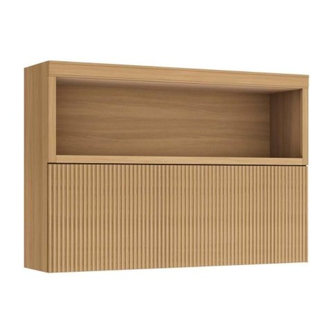 Armário Aéreo de Cozinha Modulado com Nicho Marquesa 120cm 1 Porta Basculante MDF Marrom Nesher