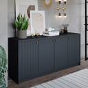 Ver imagem 1 de Buffet Aparador 4 Portas 100% MDF Chumbo 152cm Lia Cimol Preto
