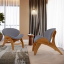 Ver imagem 2 de Kit 4 Poltronas Decorativa Orgânica Sala Living Kadosh L02 Suede Cinza - Lyam Decor