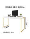Ver mais imagens de Kit Mesa Home Office 90 cm com Aparador 3 Prateleiras Júlia:Branco Dourado