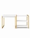 Ver imagem 3 de Kit Mesa Home Office 90 cm com Aparador 3 Prateleiras Júlia:Branco Dourado