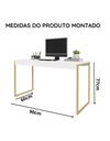 Ver imagem 5 de Kit Mesa Home Office 90 cm com Aparador 3 Prateleiras Júlia:Branco Dourado