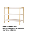 Ver imagem 7 de Kit Mesa Home Office 90 cm com Aparador 3 Prateleiras Júlia:Branco Dourado