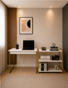 Ver imagem 1 de Kit Mesa Home Office 90 cm com Aparador 3 Prateleiras Júlia:Branco Dourado