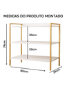Ver imagem 6 de Kit Mesa Home Office 90 cm com Aparador 3 Prateleiras Júlia:Branco Dourado