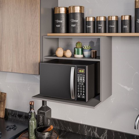 Suporte Armário para Forno e Microondas Porta Tempero para Cozinha Louis 60cm Grafite M12 D'rossi