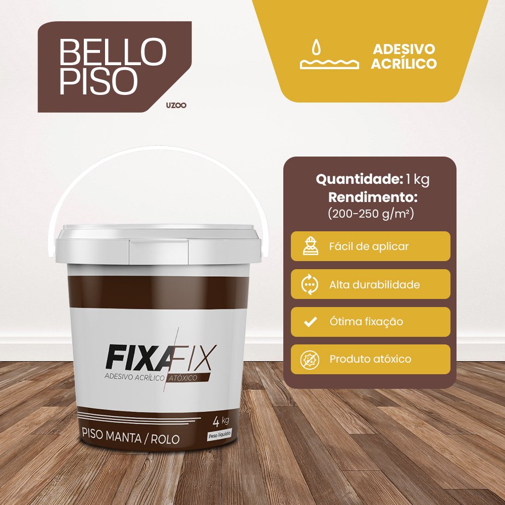 Cola para Piso Vinílico 4Kg Fixa FIX Bello Piso - 1