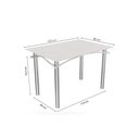 Ver imagem 4 de Conjunto: Mesa de Cozinha Elba Tampo Madeirado C/ Vidro 120cm e 6 Cadeiras Holanda Cromada/off White