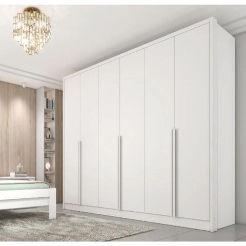 Guarda Roupa Casal 6 Portas 6 Gavetas 100% Mdf Fortuna Neve