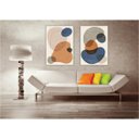 Ver imagem 2 de kit com 2 Quadros Decorativos Abstratos com Moldura e Vidro para Sala Quarto Escritório e Clínica 72
