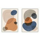 Ver imagem 1 de kit com 2 Quadros Decorativos Abstratos com Moldura e Vidro para Sala Quarto Escritório e Clínica 72