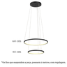 Lustre Pendente Anel de Led Hoop 2 Argolas Aros em Alumínio 43W - 2