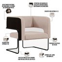 Ver imagem 4 de Kit 02 Poltronas Scarlett D02 Base Aço Preto Corano Preto C-05 Linho Bege C-107 - Lyam Decor