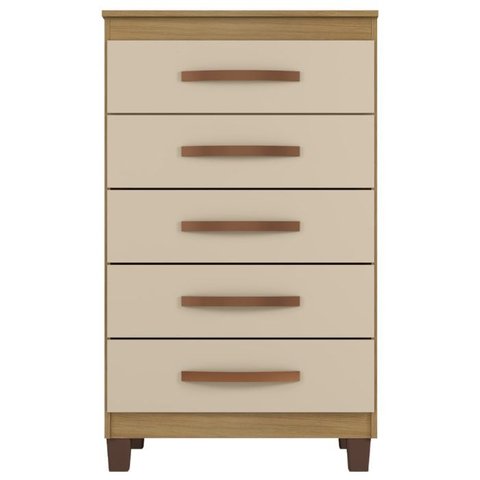Comoda 5 Gavetas 57 Cm Moden 2259 Carvalho Am Off White Incp