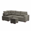 Ver imagem 2 de Sofá de Canto com Puff 6 Lugares Suede Cinza Gávea 238cm