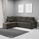 Ver imagem 5 de Sofá de Canto com Puff 6 Lugares Suede Cinza Gávea 238cm