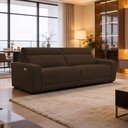 Ver imagem 5 de Sofá 3 Lugares Rettrátil Reclinável Elétrico 224cm Mazi L06 Couro Marrom - Lyam Decor