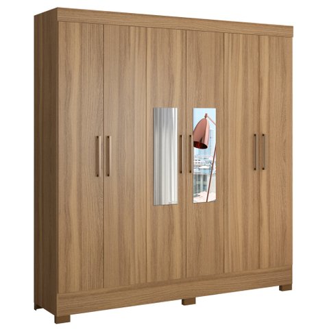 Guarda Roupa Casal 6 Portas com Espelho Elite 3 Gavetas Pratico D02Amendola Touch - Mpozenato