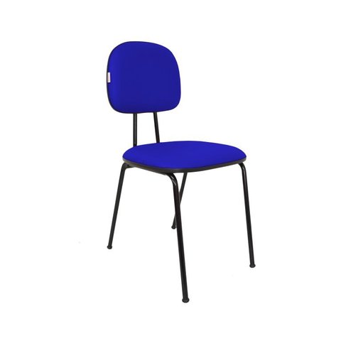 Cadeira Fixa Secretaria Polo - Couro Sintetico Corano - Azul