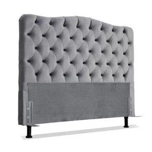 Cabeceira Queen Estofada Dunas C/ Capitonê Veludo Cinza