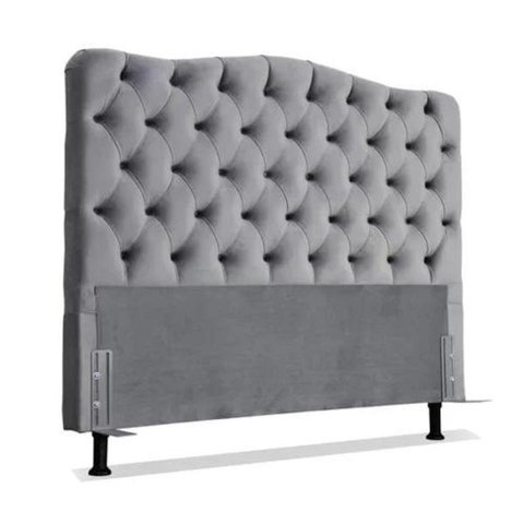 Cabeceira Queen Estofada Dunas C/ Capitonê Veludo Cinza
