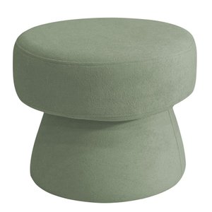 Puff Decorativo Redondo Liz Sala de Estar Bouclé Verde Claro - Nexta Casa