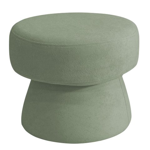 Puff Decorativo Redondo Liz Sala de Estar Bouclé Verde Claro - Nexta Casa
