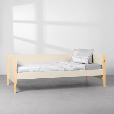 Cama Sofá Noah com Pés Natural - Areia Abra Casa