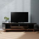 Ver imagem 4 de Rack para TV até 75 Polegadas MDF 219,5cm Pés em Madeira Maciça Flynt Preto Touch/Natural