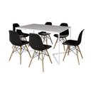 Ver imagem 6 de Mesa Jantar Industrial Retangular Branca 137X90Cm Base V Ferro Branco C/6 Cadeiras Preta Mad Branco