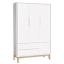 Ver imagem 4 de Berço Americano e Guarda Roupa Classic 3 Portas Branco com Pés Madeira Natural ? Reller