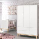 Ver imagem 3 de Berço Americano e Guarda Roupa Classic 3 Portas Branco com Pés Madeira Natural ? Reller