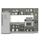 Ver imagem 3 de Cozinha Koya 6 Peças 316,8x214cm Armários Aéreos Paneleiro Balcões com Rodapé Verde 250038