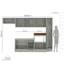 Ver imagem 6 de Cozinha Koya 6 Peças 316,8x214cm Armários Aéreos Paneleiro Balcões com Rodapé Verde 250038