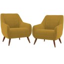 Ver imagem 1 de Kit 02 Poltronas Decorativa Fixa Pés de Madeira Paloma D02 Veludo Mostarda B-260 - Lyam Decor