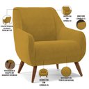 Ver imagem 4 de Kit 02 Poltronas Decorativa Fixa Pés de Madeira Paloma D02 Veludo Mostarda B-260 - Lyam Decor
