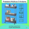 Prateleira Multiuso 3 Andares Estante Rodinhas Facil Montar Cor:cinza - 5