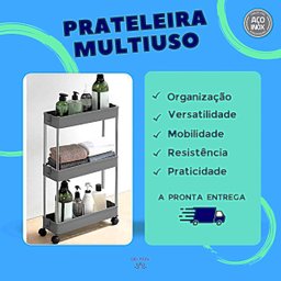 Prateleira Multiuso 3 Andares Estante Rodinhas Facil Montar Cor:cinza - 2