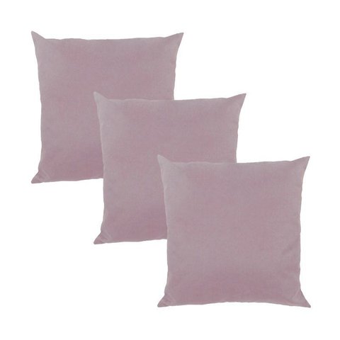 Kit 3 Capas para Almofada em Veludo Liso Quadrada 60x60 Cor:rosa Quartzo