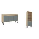 Ver imagem 2 de Conjunto Buffet Aparador 130cm e Cristaleira Cinza/Amendoa/Acqua