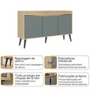 Ver imagem 5 de Conjunto Buffet Aparador 130cm e Cristaleira Cinza/Amendoa/Acqua