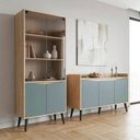Ver imagem 1 de Conjunto Buffet Aparador 130cm e Cristaleira Cinza/Amendoa/Acqua