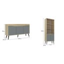Ver imagem 3 de Conjunto Buffet Aparador 130cm e Cristaleira Cinza/Amendoa/Acqua