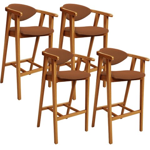Kit 04 Banquetas Alta Cozinha Bancada Bar Sala de Jantar Fixa Cecília L02 Bouclê Terracota - Lyam De