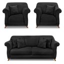 Ver imagem 1 de Kit 2 Poltronas E Sofá 2 Lugares 1,60m Veludo Preto