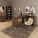 Ver imagem 1 de Conjunto 3 Peças com 1 Mesa em L 1 Estante 1 Gaveteiro Espresso Móveis Marrom