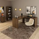 Ver imagem 1 de Kit 3 Peças com 1 Mesa em L 1 Estante 1 Gaveteiro Espresso Móveis