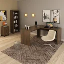 Ver imagem 1 de Kit 3 Peças com 1 Mesa em L 1 Estante 1 Gaveteiro Espresso Móveis